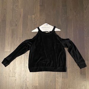 Zella Black Velour Open Shoulder Long Sleeve